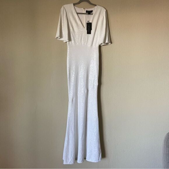 NWT Rachel Zoe Heather Fluid Maxi White Dress Sequin Size 4 - Picture 13 of 17